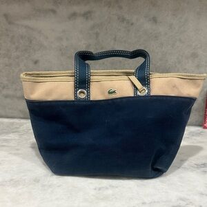 Lacoste Two-Tone Navy and Tan Tote